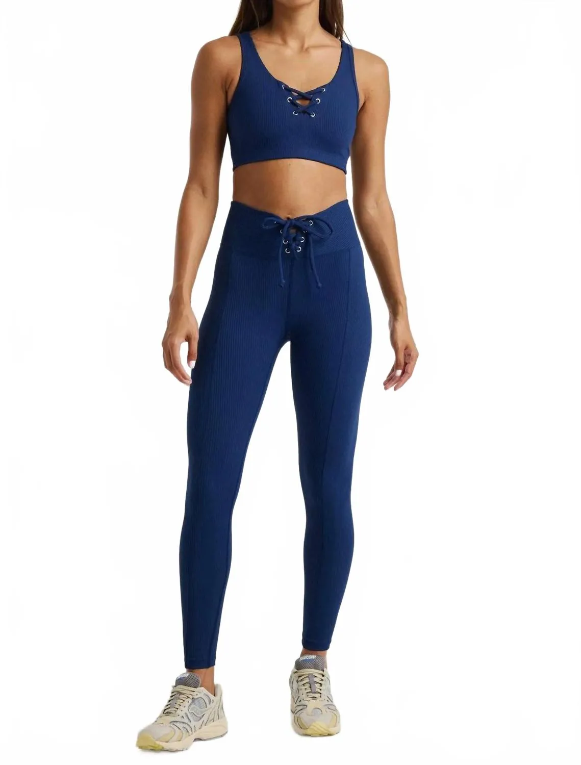 Ribbed Football Leggings In Navy