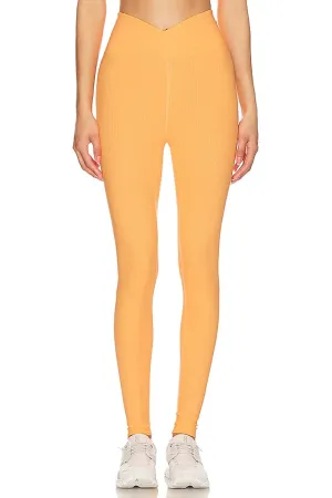 Ribbed Veronica Leggings In Apricot Crush Activewear Womens - yoga pants clearance