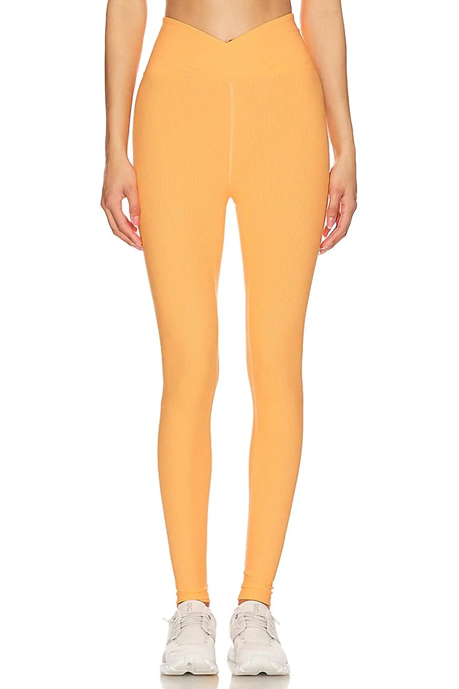 Ribbed Veronica Leggings In Apricot Crush Activewear Womens - yoga pants clearance