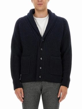Ribbed Black Cashmere And Virgin Wool Cardigan designer sweaters outlet