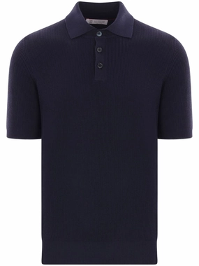 Ribbed-Knit Polo Shirt discount mens shirts
