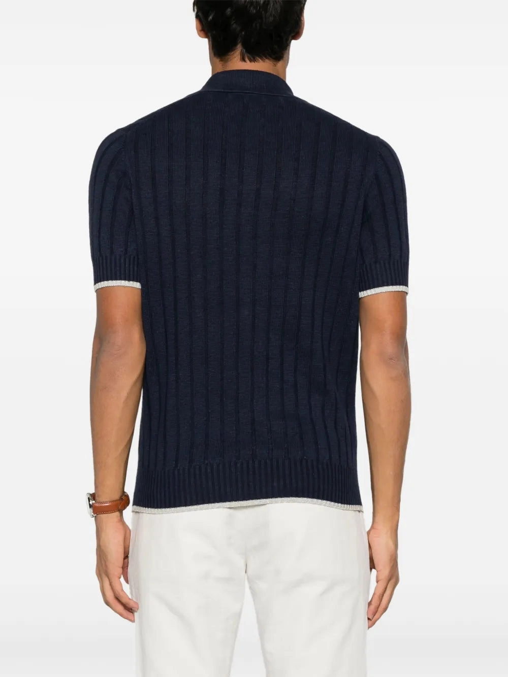 Ribbed-Knit Polo Shirt