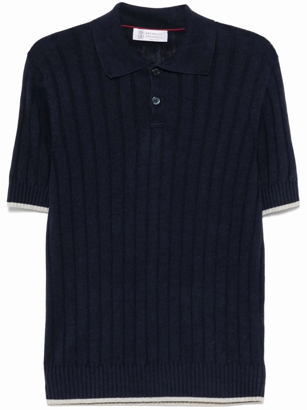 Ribbed-Knit Polo Shirt discount mens shirts
