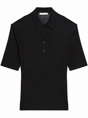 Ribbed-Knit Polo Shirt discount mens shirts