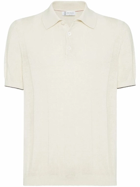 Ribbed-Knit Polo Shirt discount mens shirts
