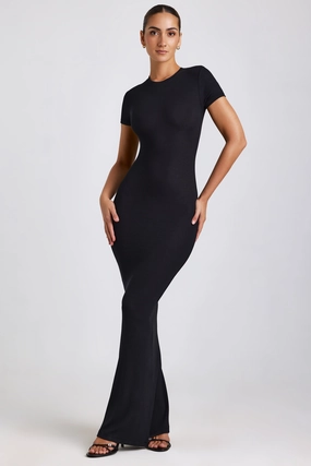 Ribbed Modal Maxi Dress in Black Dresses - sundresses outlet