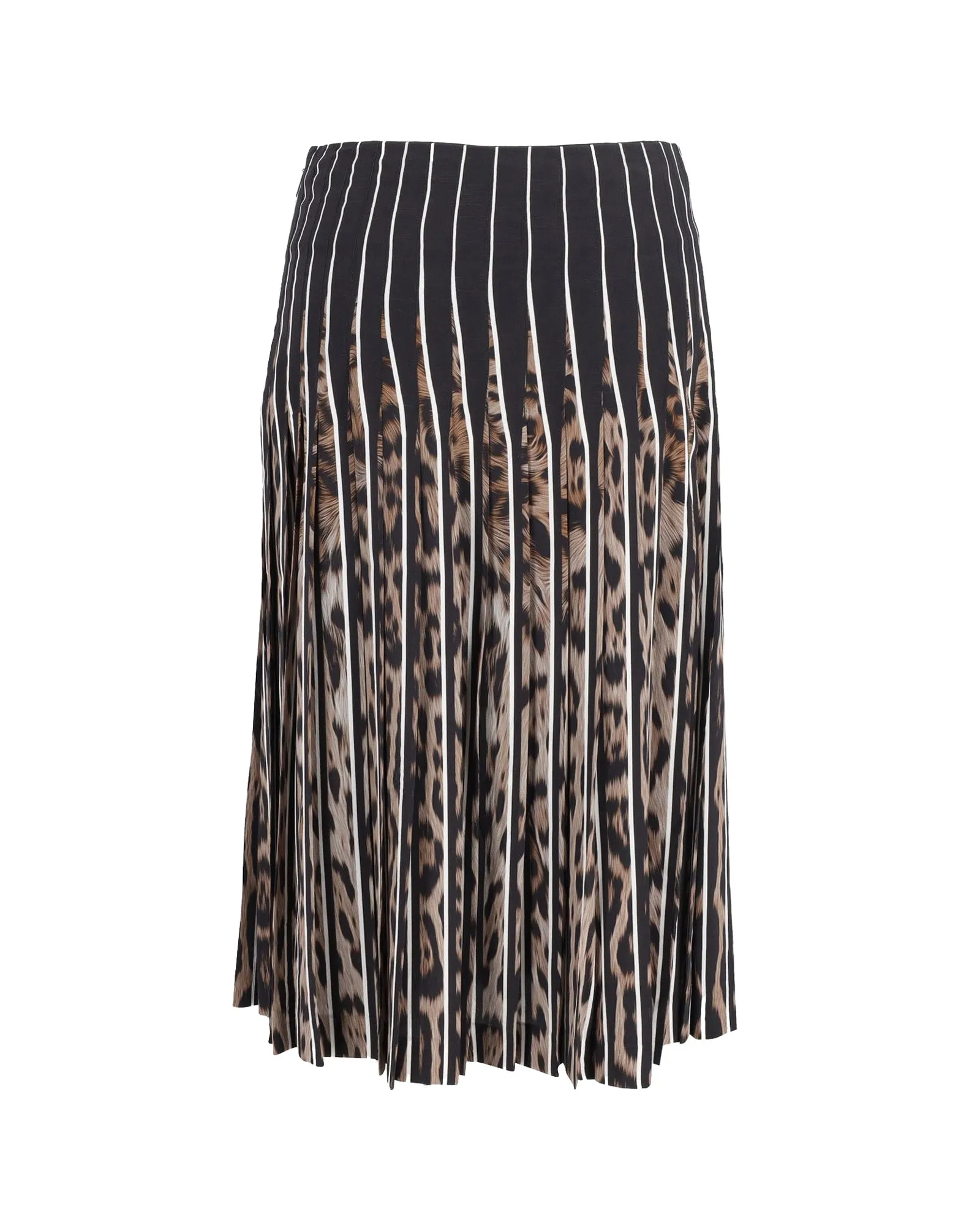 Roberto Cavalli Pleated Leopard Print Skirt in Animal Print Silk