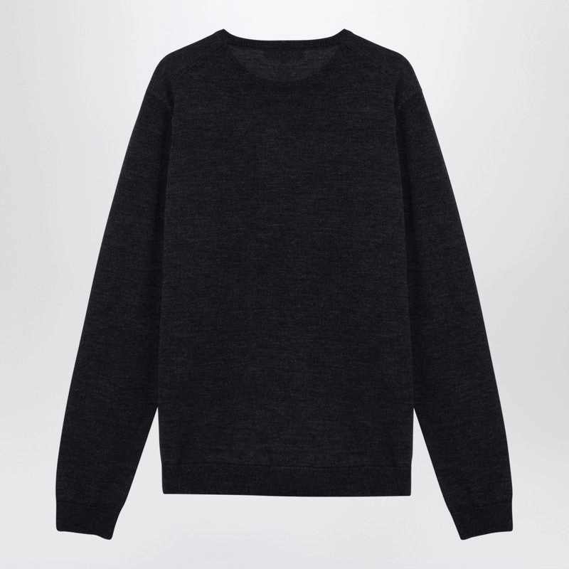 Roberto Collina Men's Anthracite Merino Wool Crew-Neck Sweater