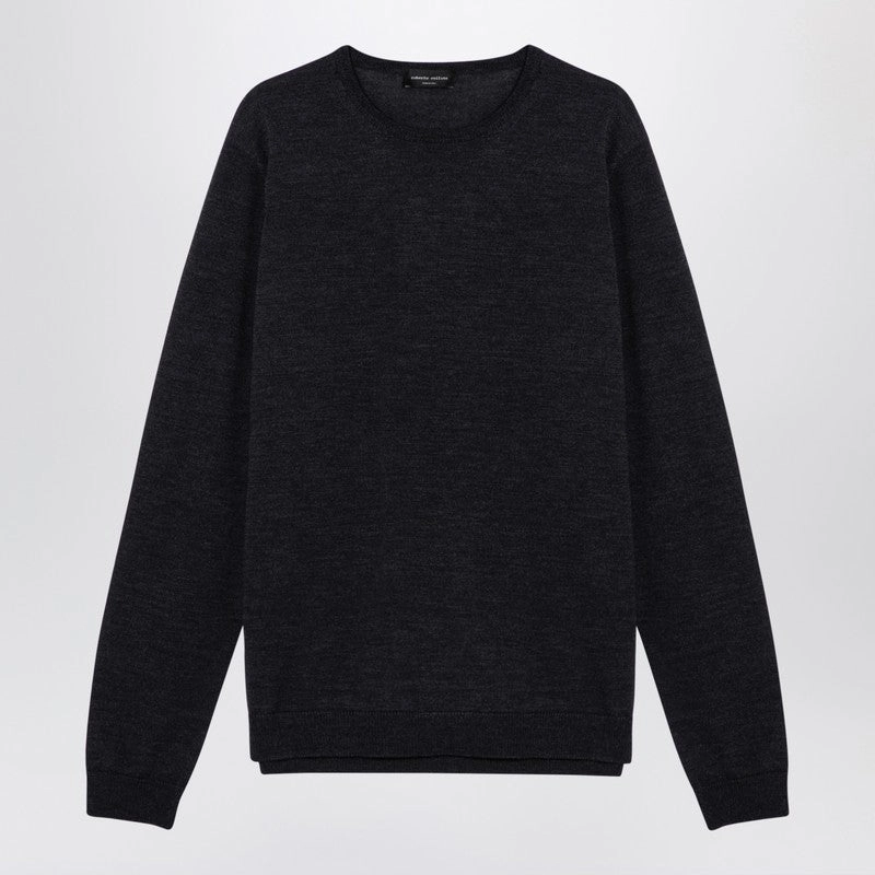 Roberto Collina Men's Anthracite Merino Wool Crew-Neck Sweater