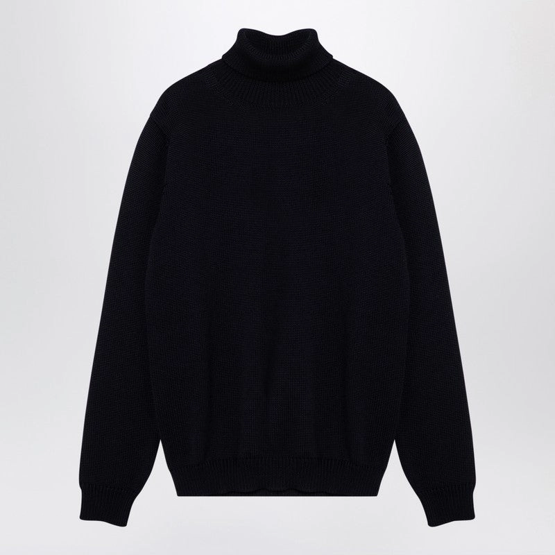Roberto Collina Men's Navy Merino Wool Turtleneck Pullover