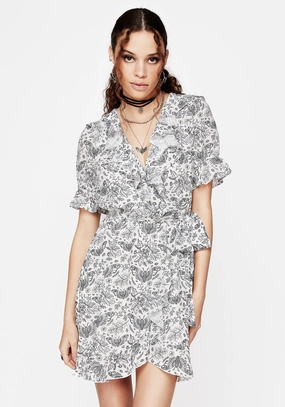 Rosamoth Chiffon Mini Wrap Dress - White Dresses Womens - summer dresses discount