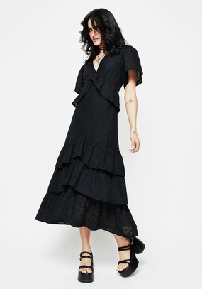 Rowena Peplum Tiered Midaxi Dress Dresses Womens - wedding guest outfits