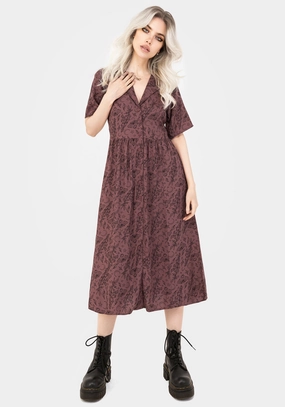 Roxana Moth Foxglove Button Down Midi Shirt Dress Dresses Womens - wedding guest outfits