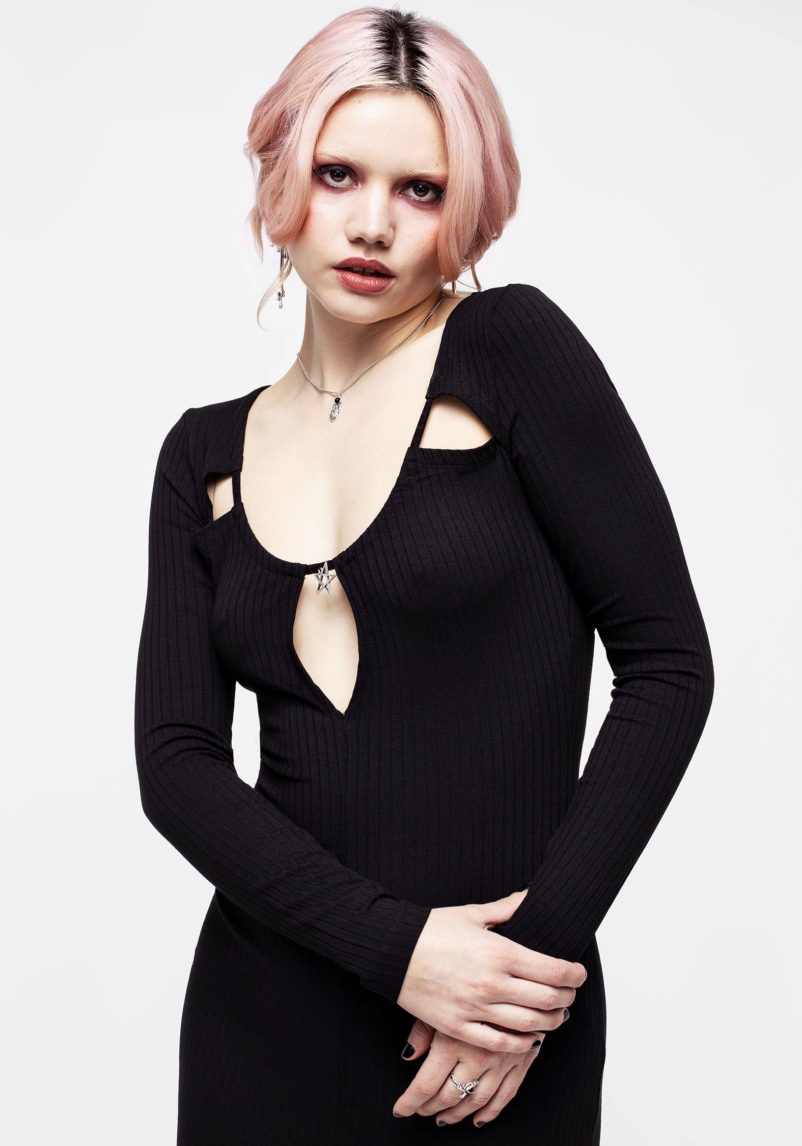Roxanne Cut Out Ribbed Bodycon Midi Dress