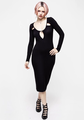 Roxanne Cut Out Ribbed Bodycon Midi Dress Dresses Womens - beach dresses cheap