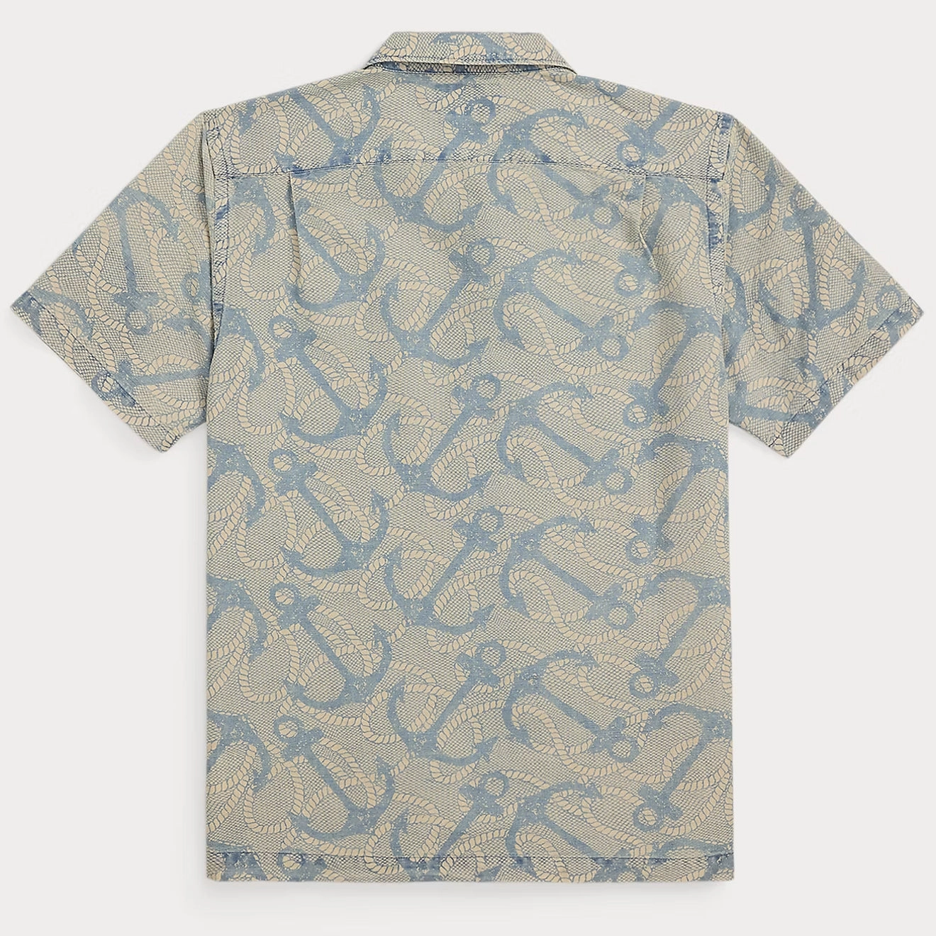 RRL By Ralph Lauren 2 Pocket Camp Short Sleeve Sport Shirt Indigo / Cream Multi