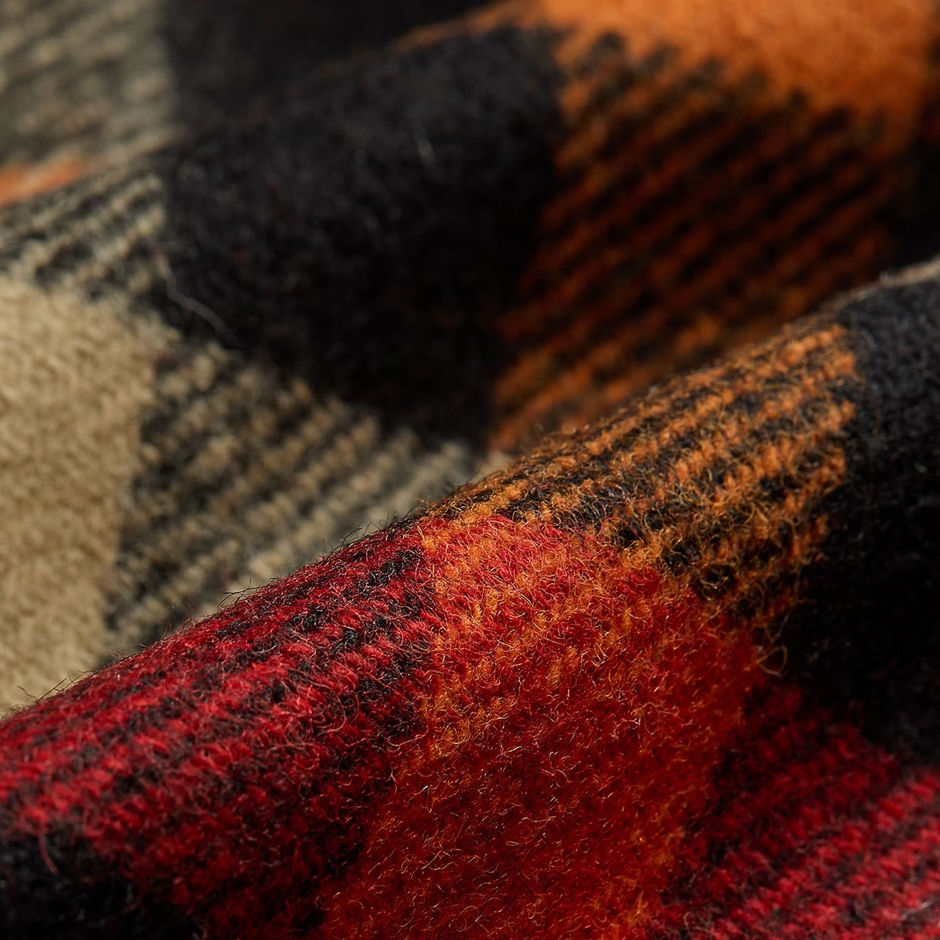 RRL by Ralph Lauren Checked Wool Overshirt Red / Orange Multi