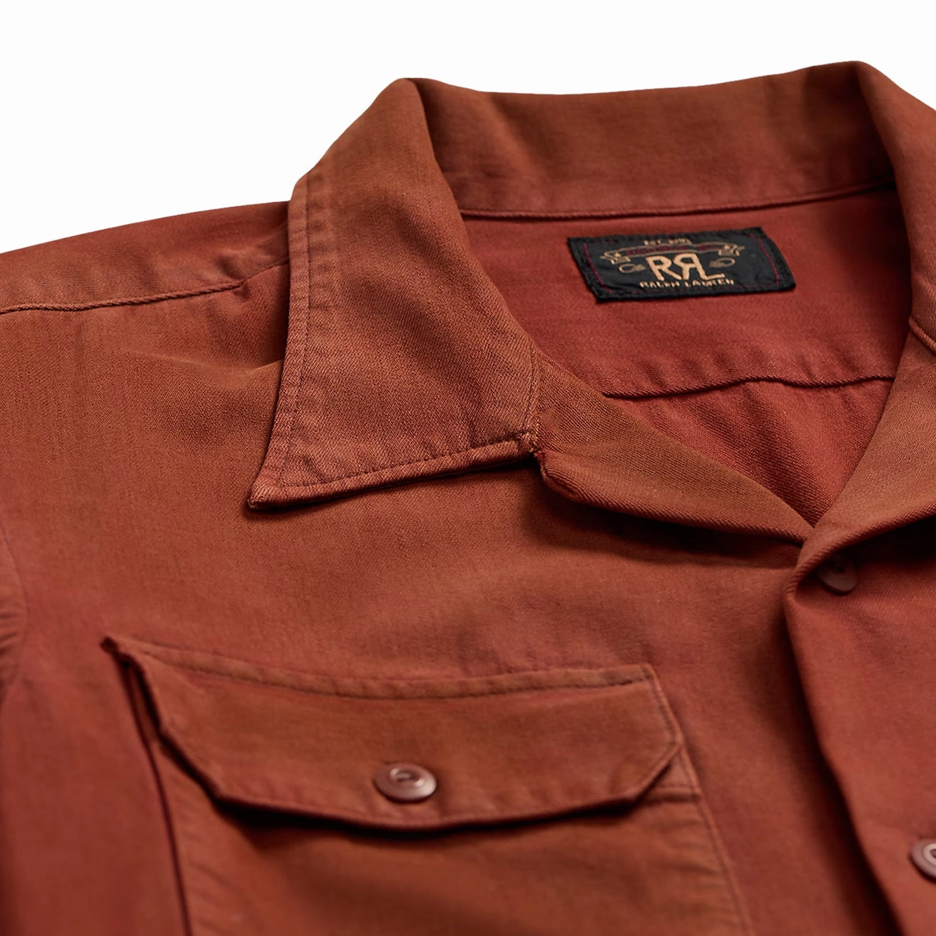 RRL By Ralph Lauren Holmes Camp Long Sleeve Sport Shirt Brick