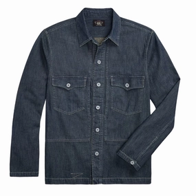 RRL By Ralph Lauren Indigo Denim Overshirt Dark Wash mens tank tops best deals