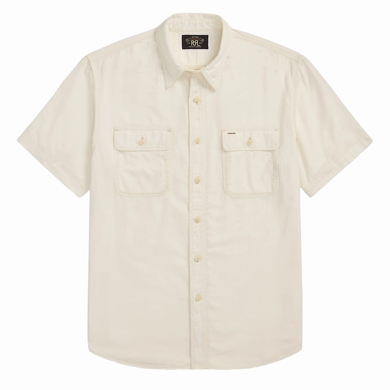 RRL By Ralph Lauren Matlock S/S Short Sleeve Sport Shirt Natural / Off-White mens tank tops best deals
