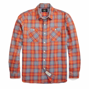 RRL by Ralph Lauren Plaid Twill Workshirt Red / Blue mens tank tops best deals