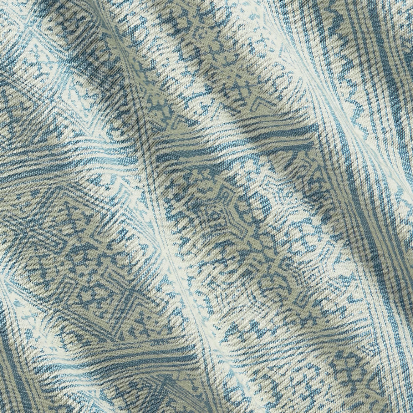 RRL by Ralph Lauren Print Indigo Jersey Camp Shirt Indigo/Cream