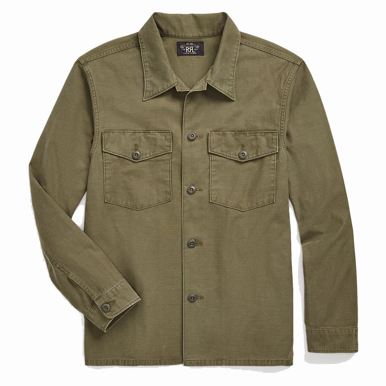 RRL by Ralph Lauren Reverse-Sateen Overshirt Olive mens tank tops best deals