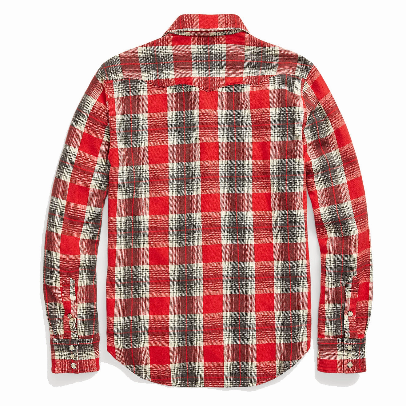 RRL by Ralph Lauren Slim Fit Plaid Twill Western Shirt Red / Grey