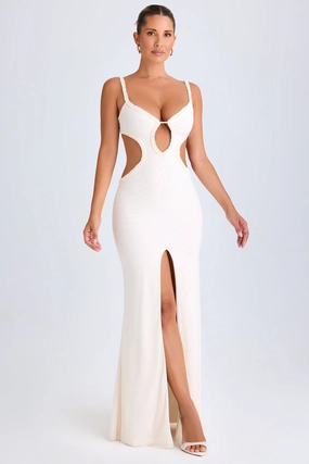 Ruffle-Appliqu Cut-Out Maxi Dress in White Dresses - sundresses outlet