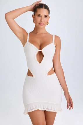 Ruffle-Appliqu Cut-Out Mini Dress in White Dresses - sundresses outlet