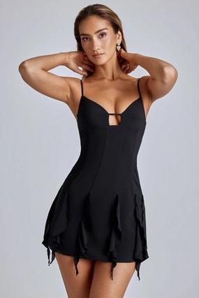 Ruffle Mini Dress in Black Dresses - wrap dresses discount