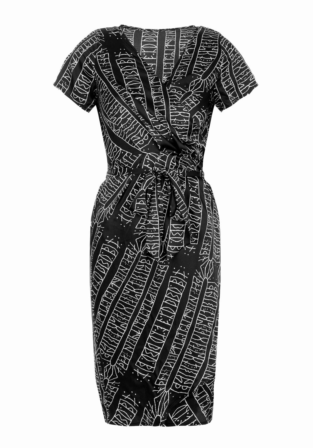Runes Wrap Midi Dress