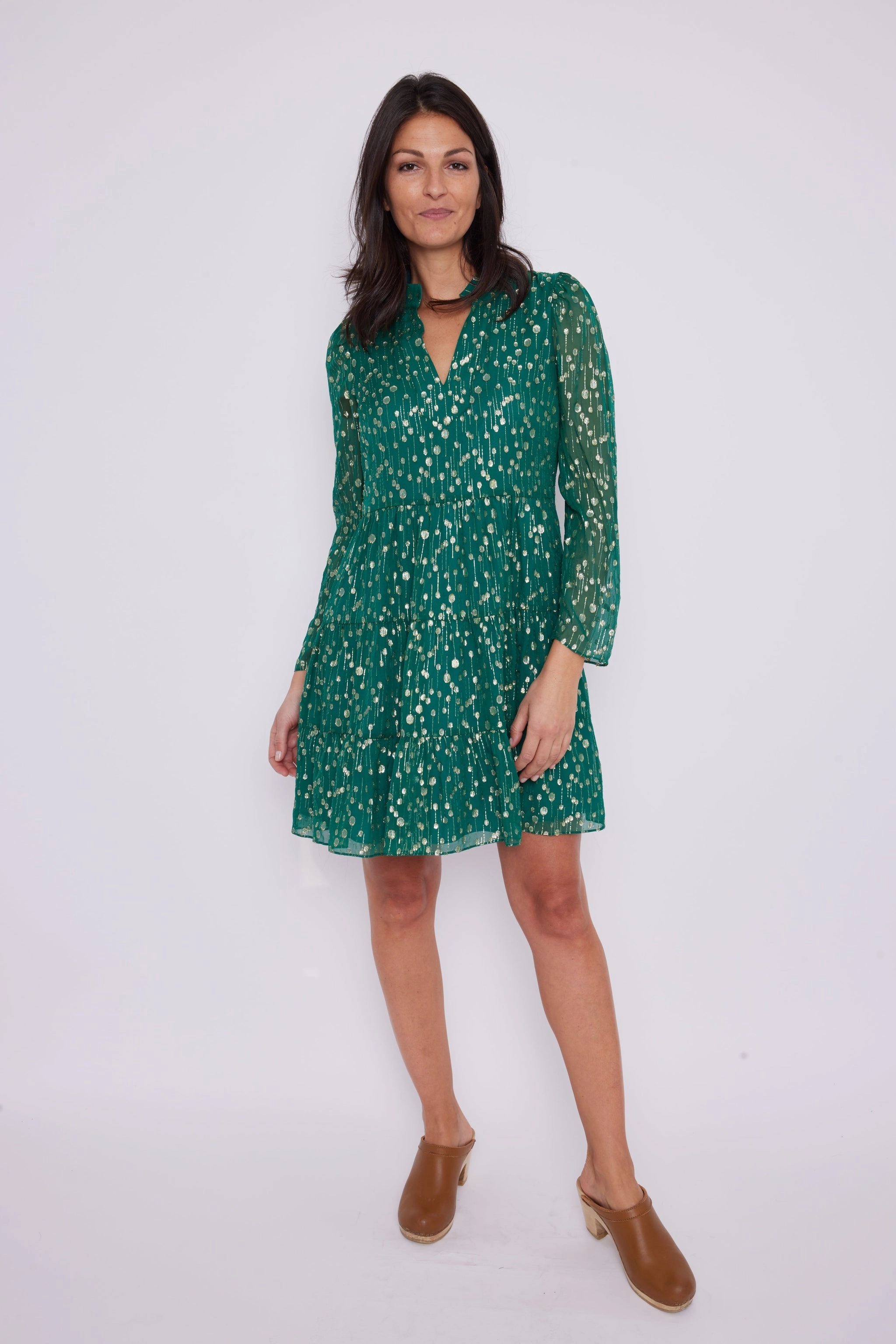 Sail To Sable Addison Dress - Hunter Green/Gold