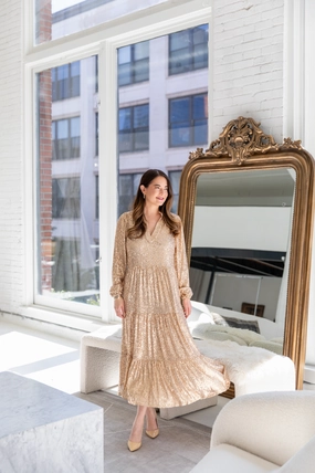 Sail To Sable Anne Sequin Maxi - Gold womens gowns outlet