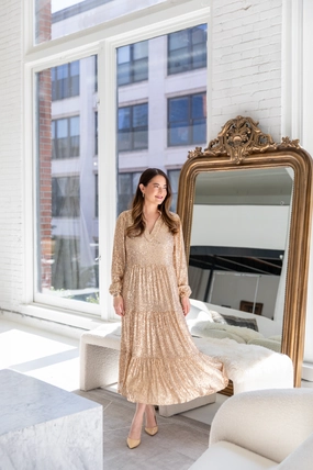 Sail To Sable Anne Sequin Maxi - Gold maxi dresses clearance