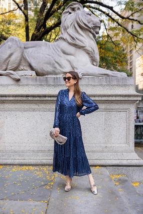 Sail to Sable Anne Sequin Maxi - Navy womens gowns outlet