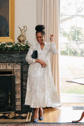 Sail To Sable Anne Sequin Maxi - Silver maxi dresses clearance