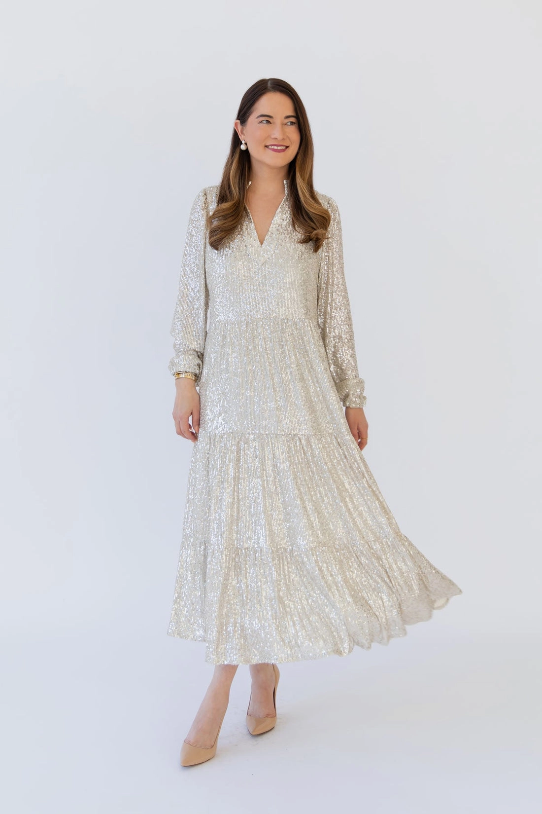 Sail To Sable Anne Sequin Maxi - Silver