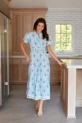 Sail to Sable Cinched Waist Midi Dress - Pineapple womens gowns outlet