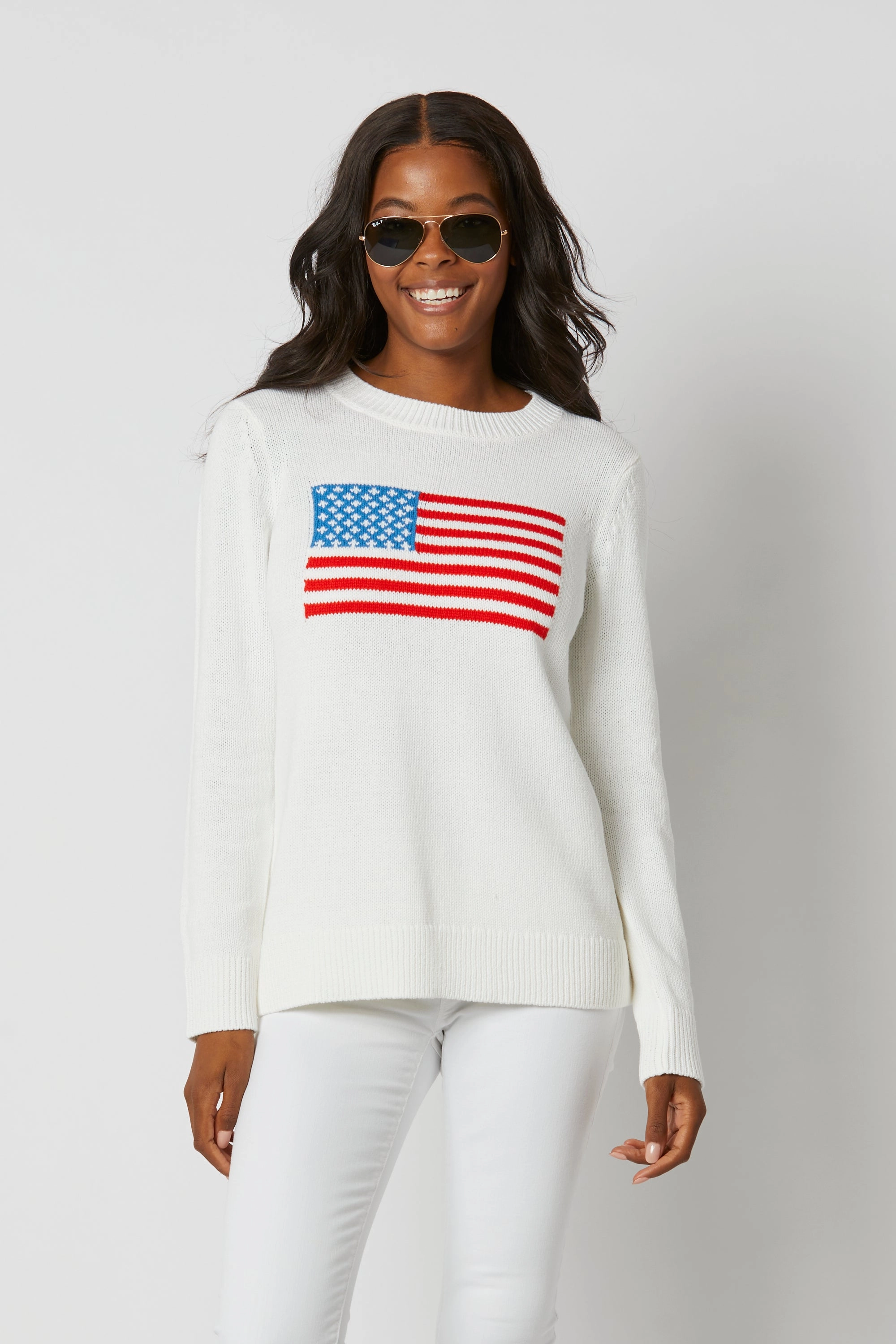 Sail To Sable Flag Intarsia Sweater - White summer dresses best deals