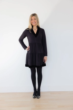 Sail to Sable Long Sleeve Fit and Flare Dress - Black discount party dresses