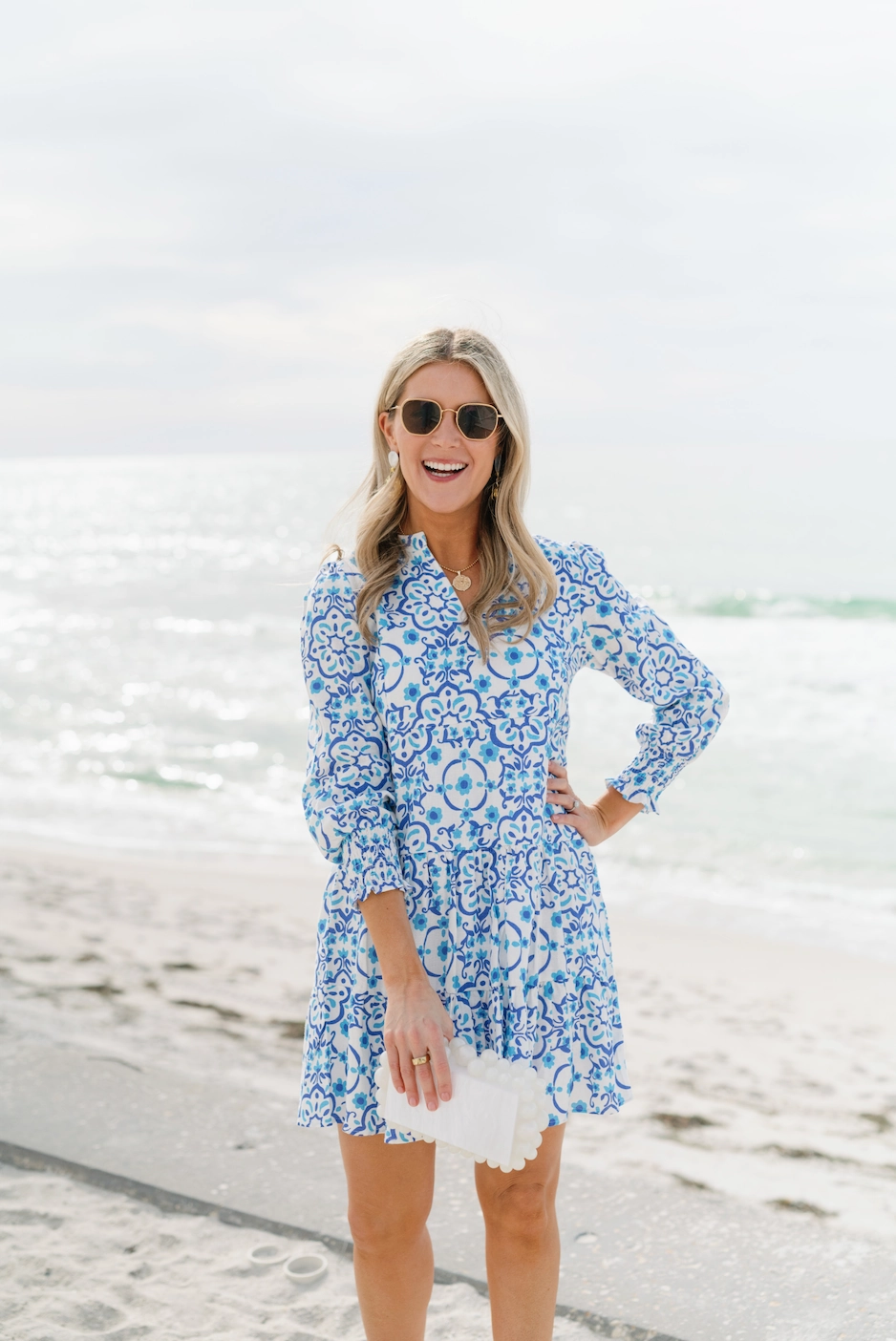Sail to Sable Long Sleeve Tunic Flare Dress - Medallion maxi dresses clearance