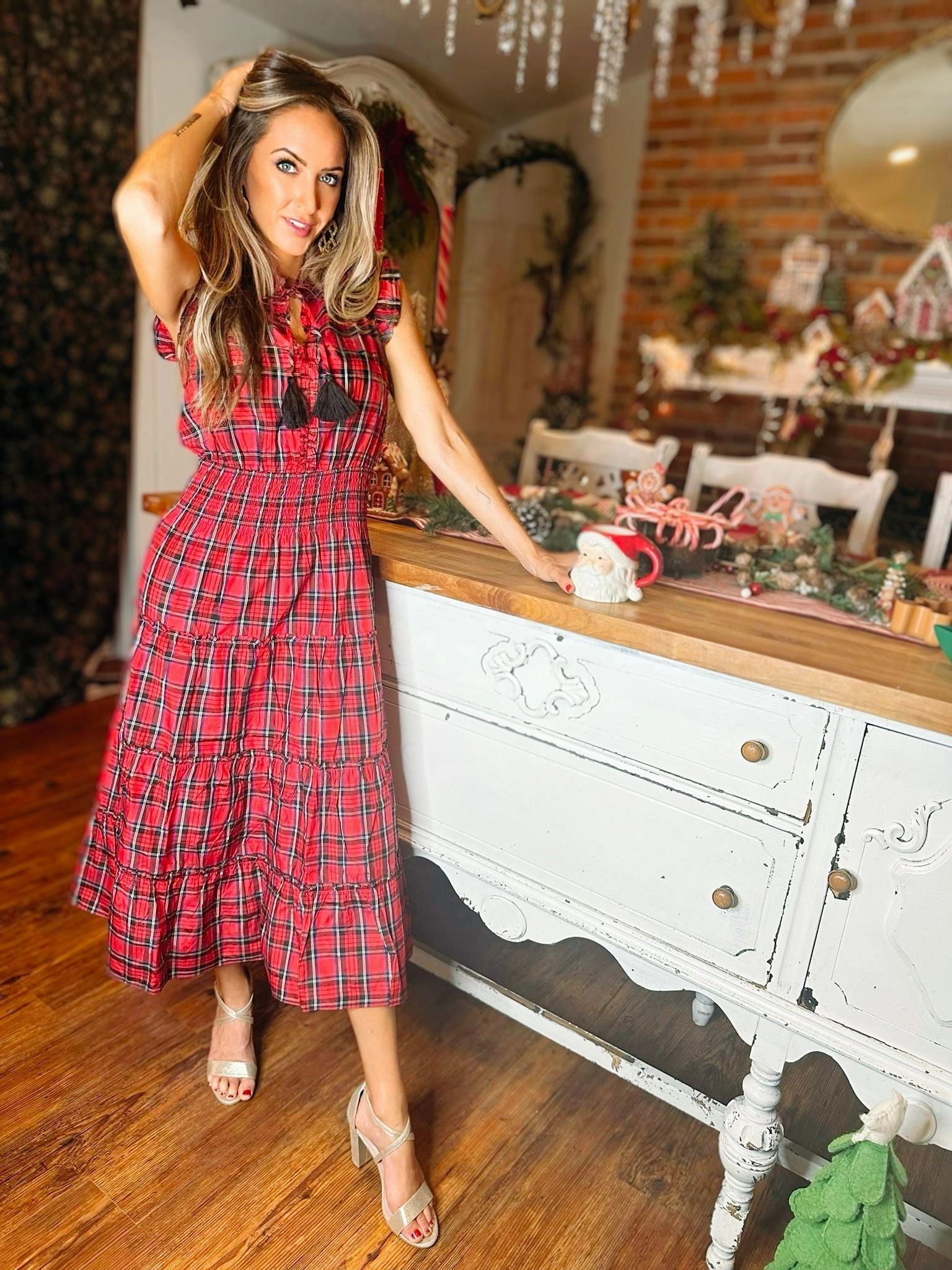 Sail to Sable Mary Midi Dress - Red Tartan