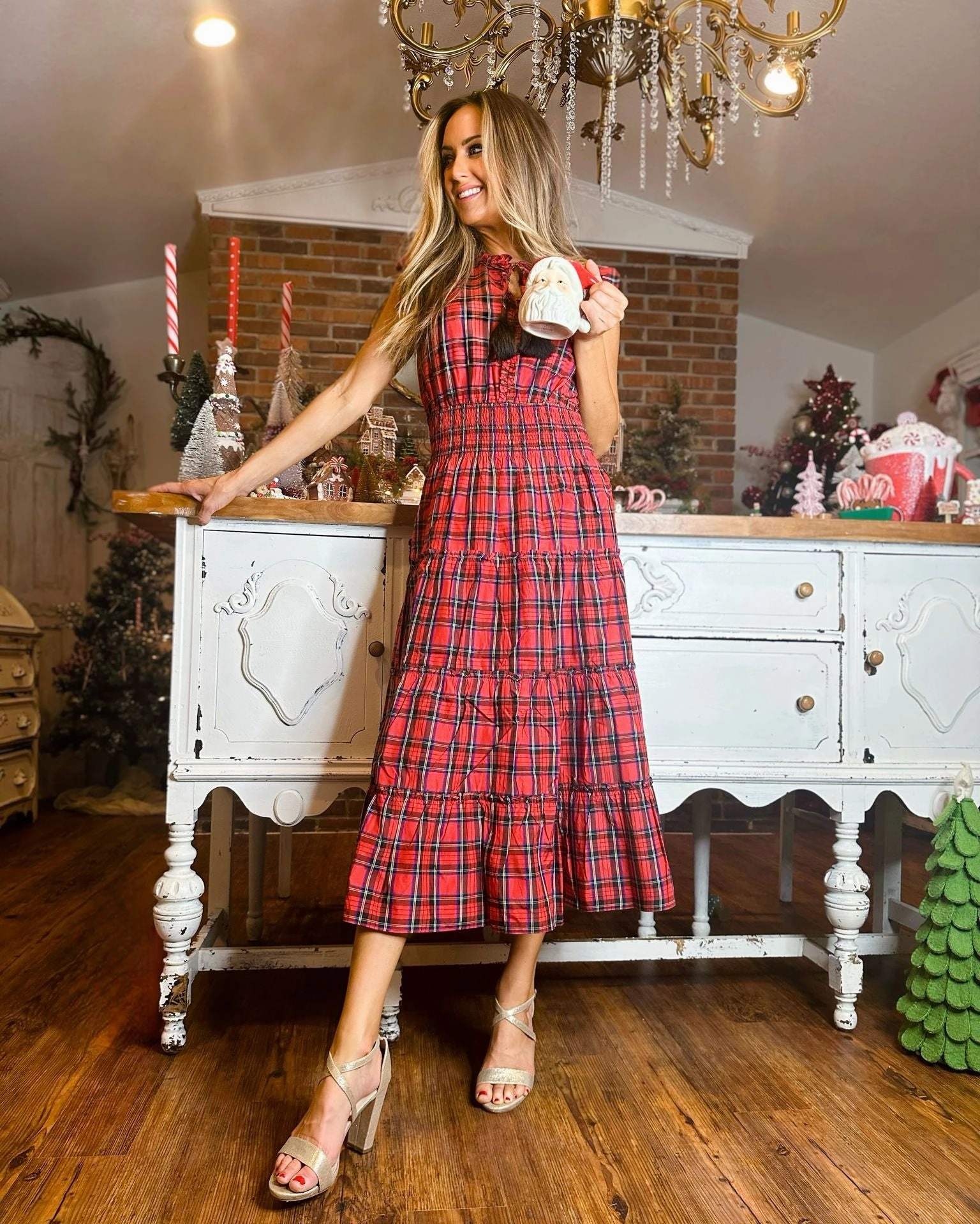 Sail to Sable Mary Midi Dress - Red Tartan