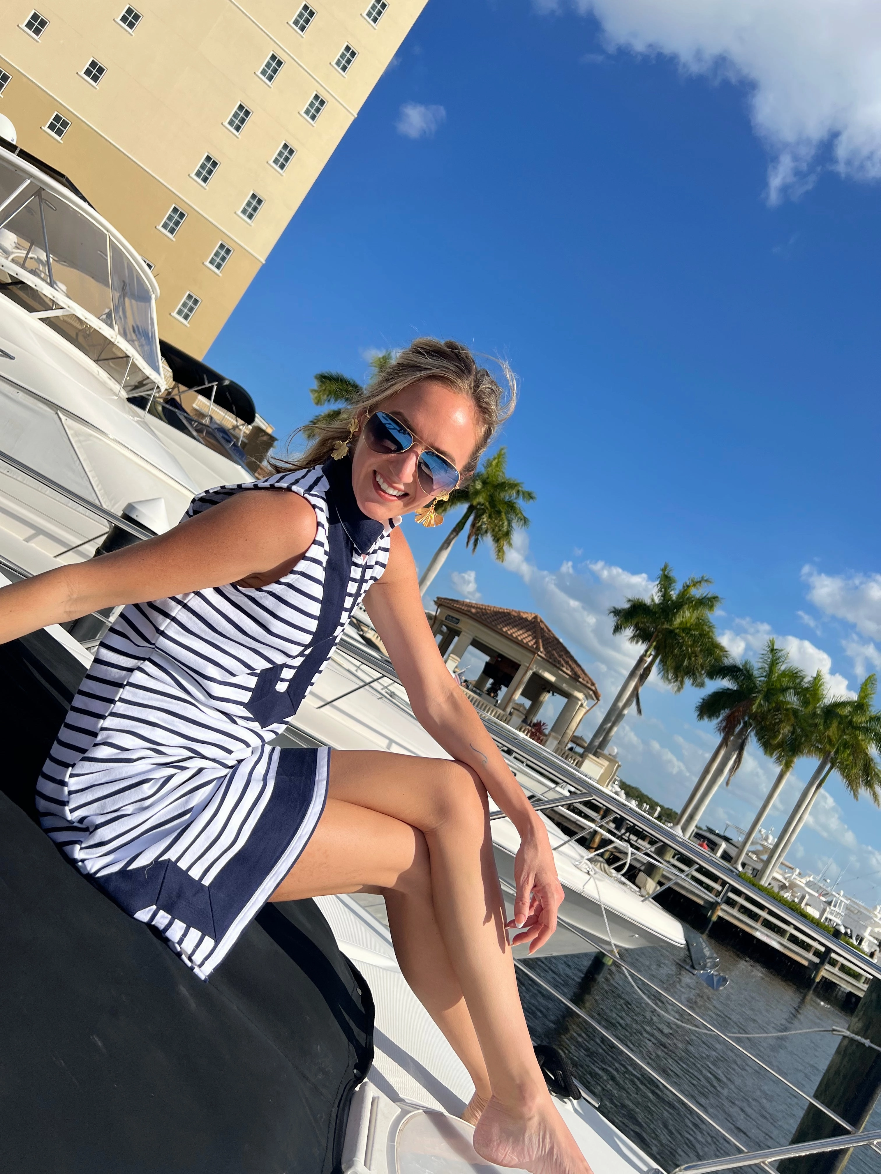 Sail to Sable Nauti Dress - Navy/White