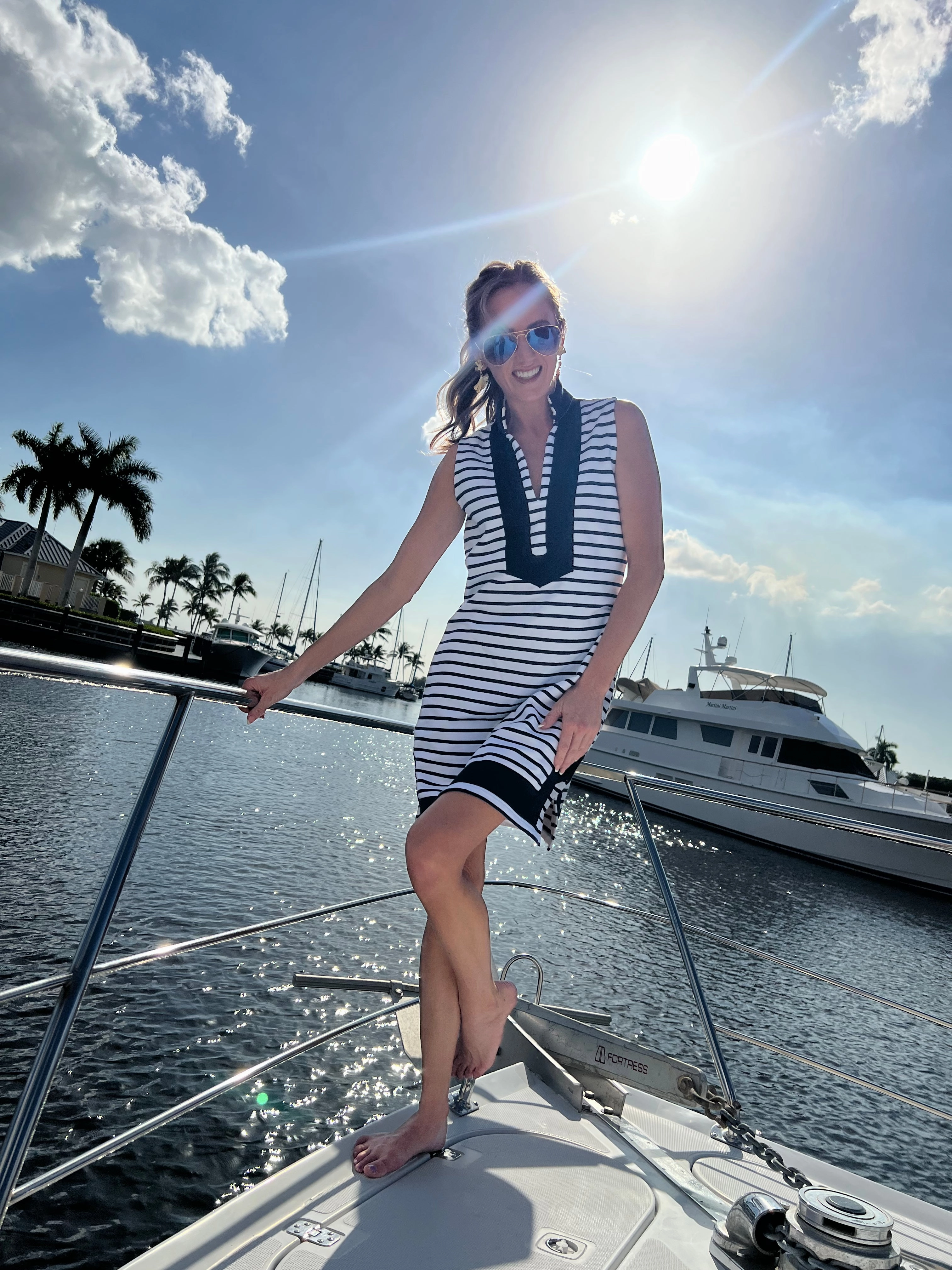 Sail to Sable Nauti Dress - Navy/White