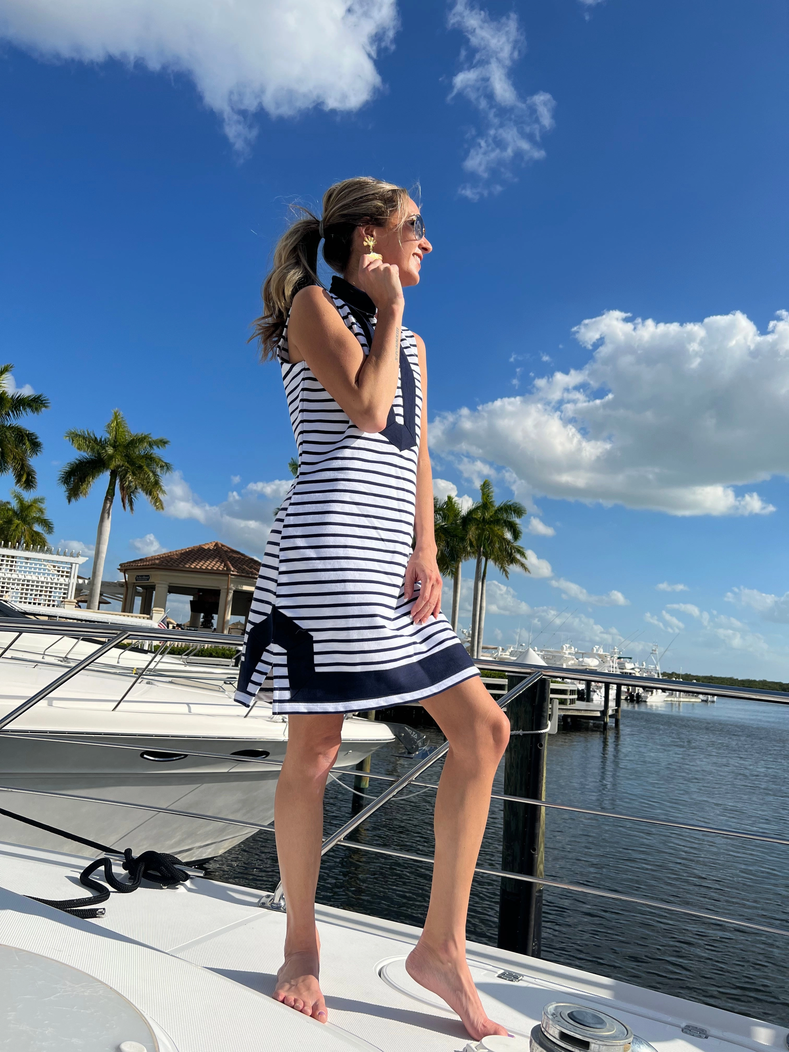 Sail to Sable Nauti Dress - Navy/White