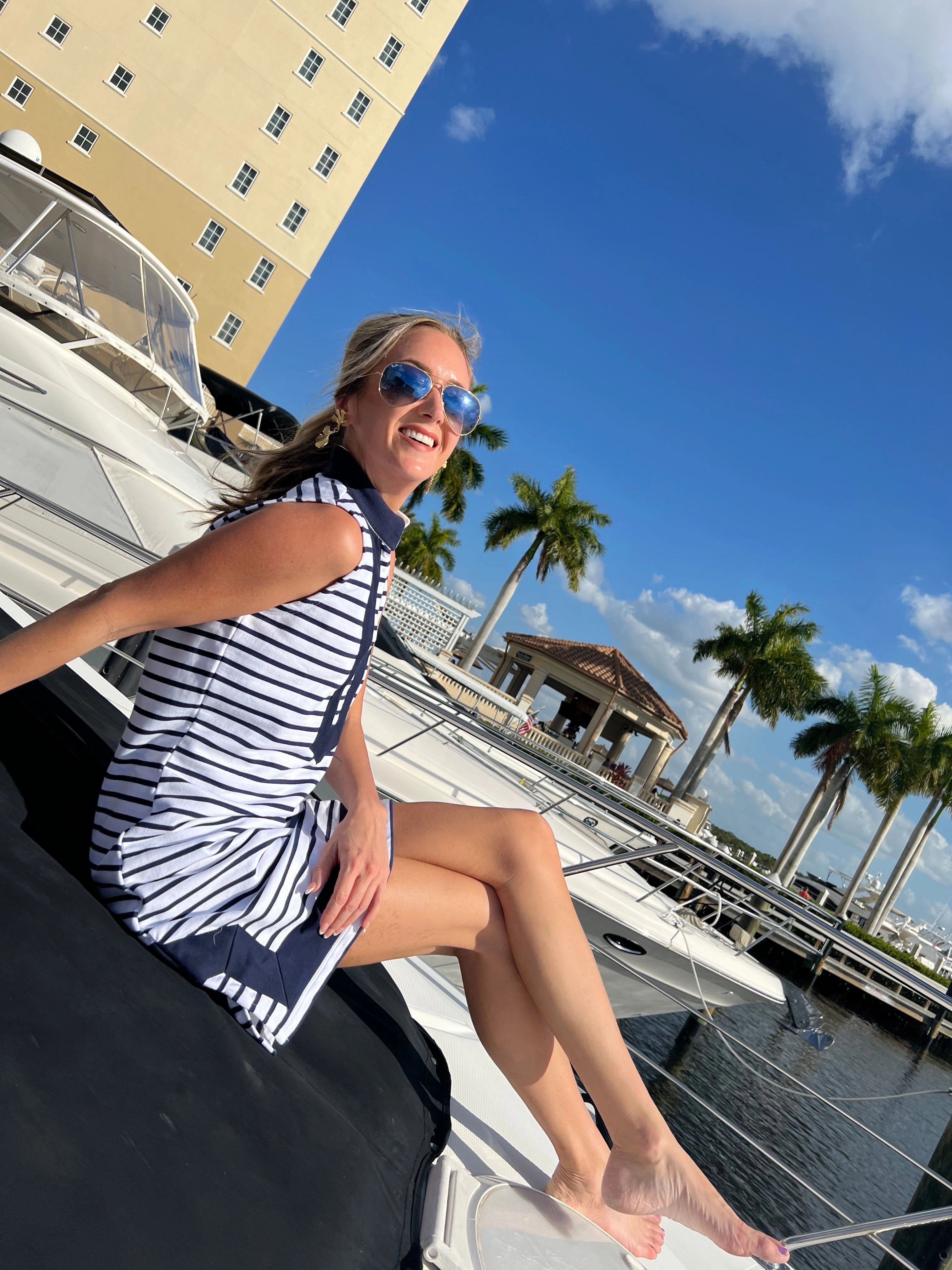 Sail to Sable Nauti Dress - Navy/White
