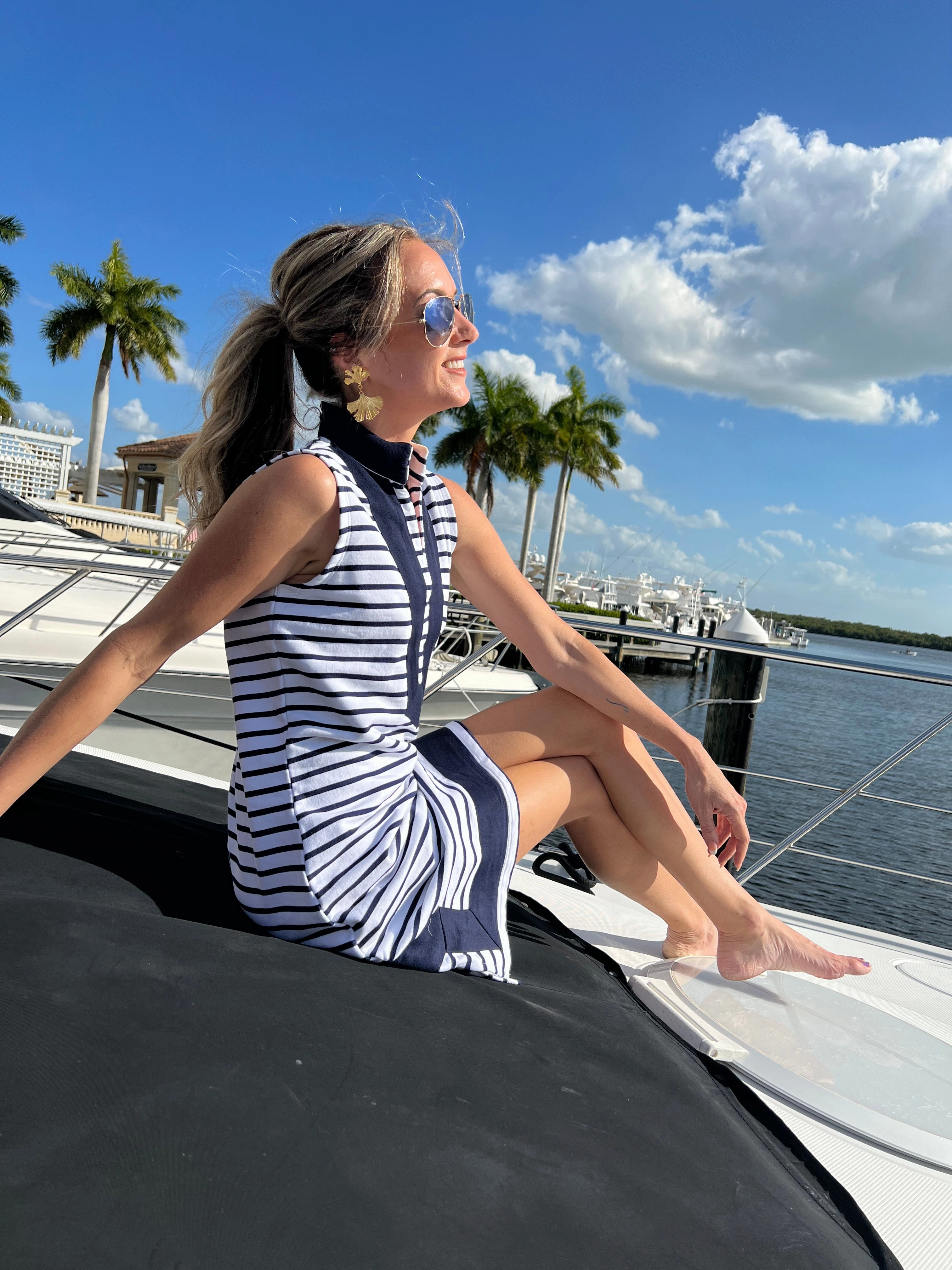 Sail to Sable Nauti Dress - Navy/White