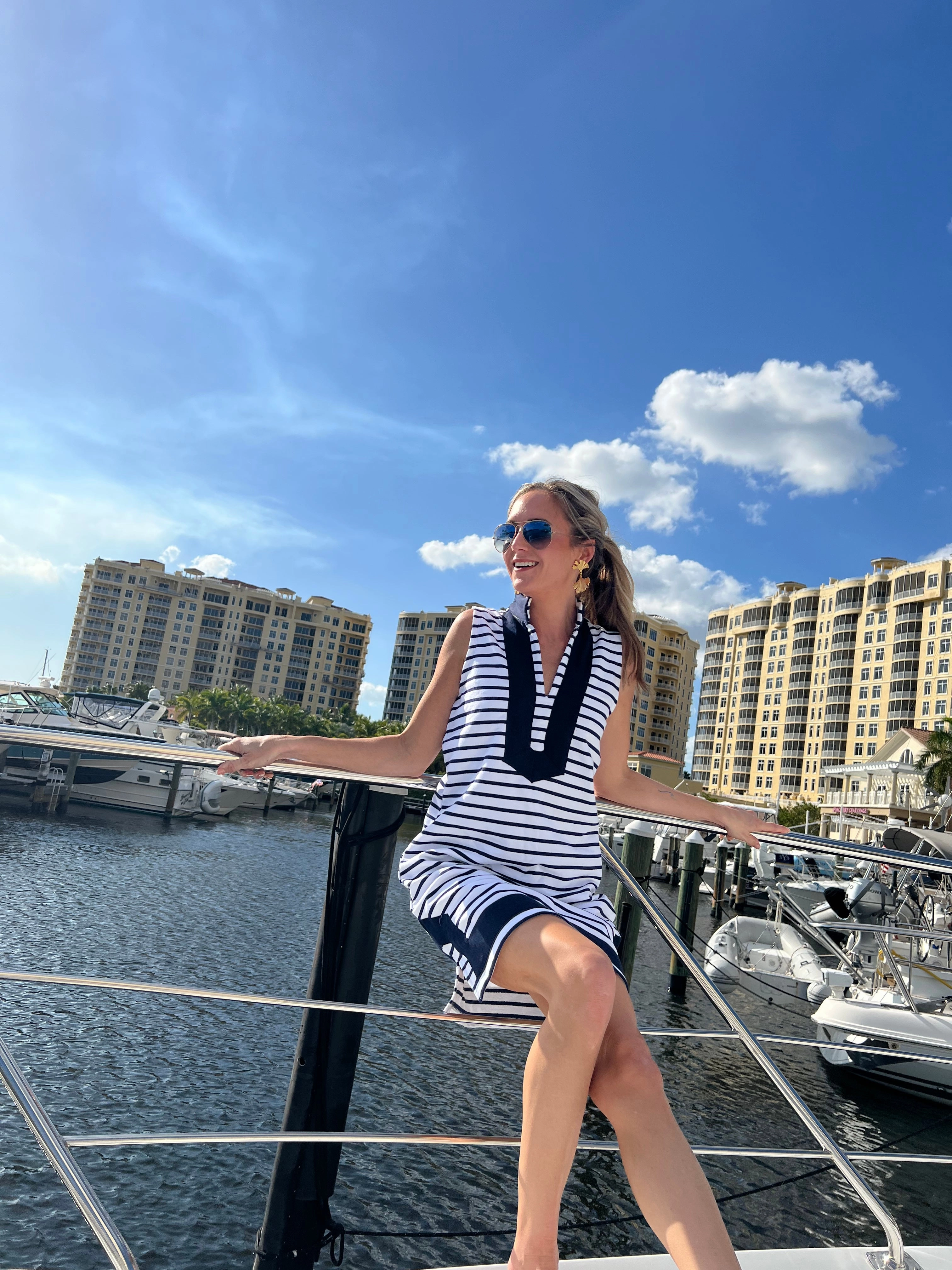 Sail to Sable Nauti Dress - Navy/White